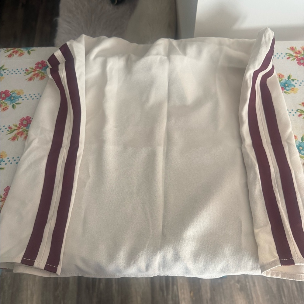 Creme tube top  with Maroon Side Stripes